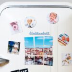 assorted-type photos stick on white single-door refrigerator